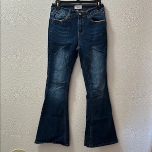 Bamboo Blue Denim Jeans Mid-rise Flare Jeans Size 9